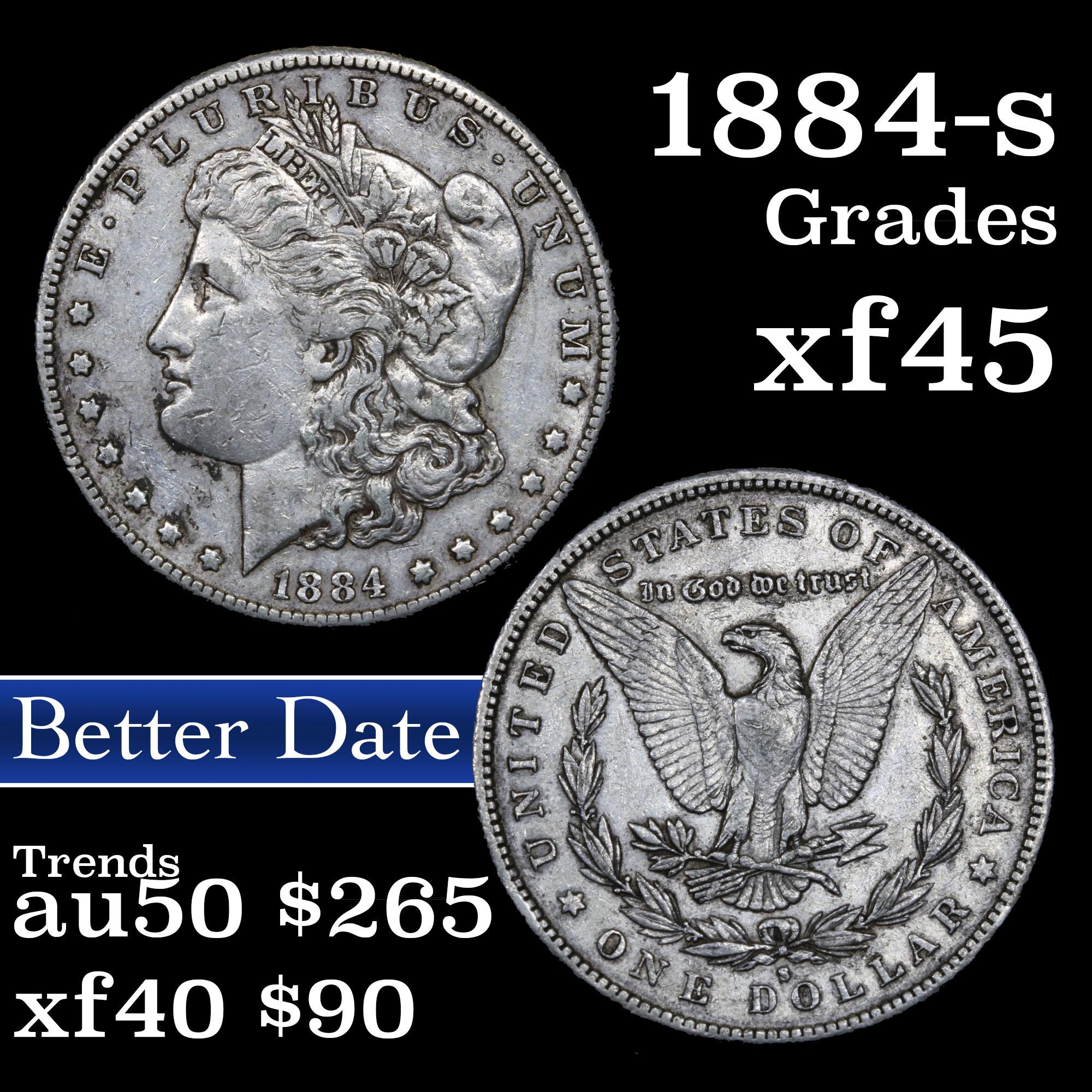 1884-s Morgan Dollar $1 Grades xf+