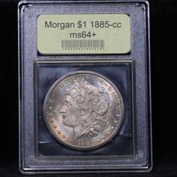 ***Auction Highlight*** 1885-cc Rainbow Toned Morgan Dollar $1 Graded Choice+ Unc by USCG (fc)