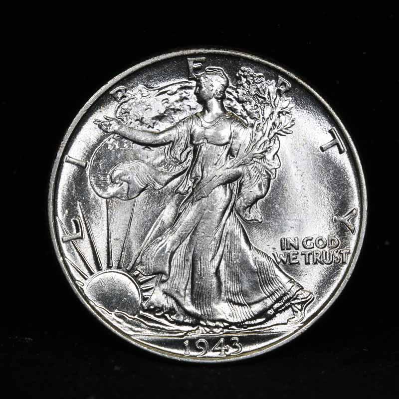 1943-p Walking Liberty Half Dollar 50c Grades Choice Unc