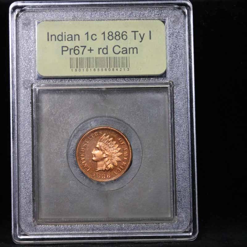 ***Auction Highlight*** 1886 Ty1 Indian Cent 1c Graded GEM++ Proof Cameo by USCG (fc)