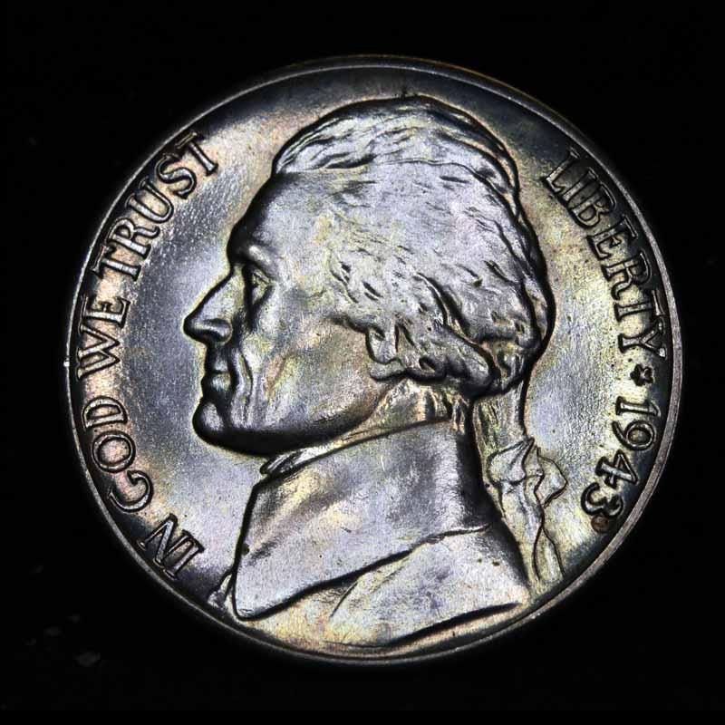 1943-d Jefferson Nickel 5c Grades GEM+ 5fs