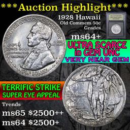 ***Auction Highlight*** 1928 Hawaii Old Commem Half Dollar 50c Graded Choice+ Unc By USCG (fc)