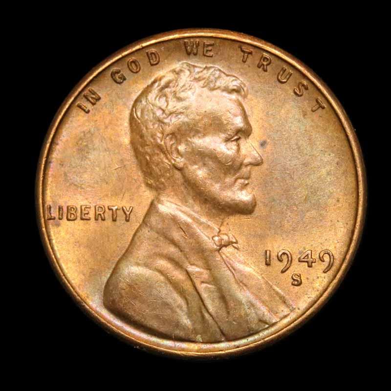 1949-s Lincoln Cent 1c Grades Choice Unc RB