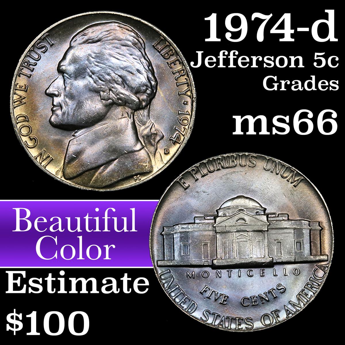 1974-d Jefferson Nickel 5c Grades GEM+ Unc