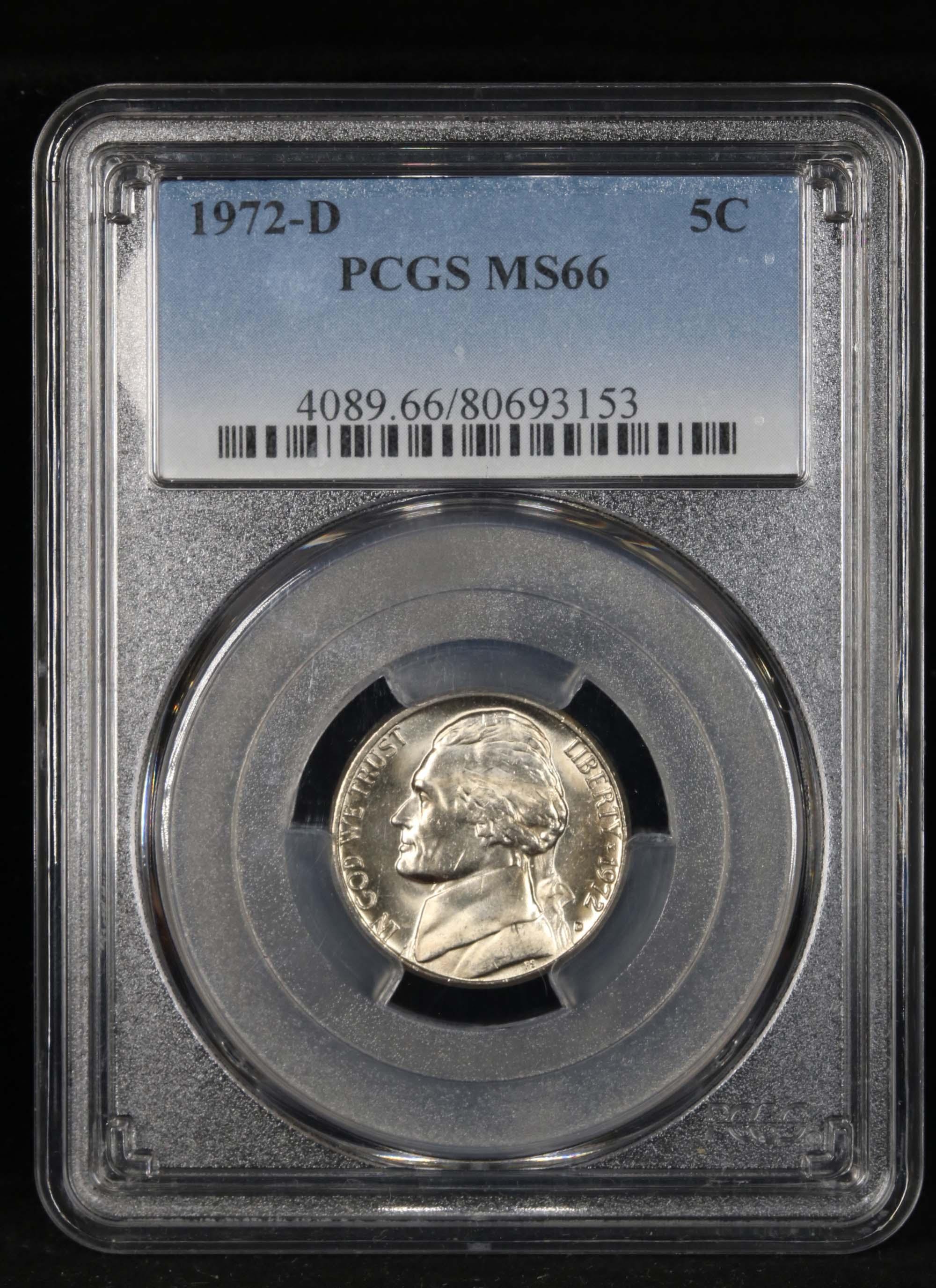 PCGS 1972-d Jefferson Nickel 5c Graded ms66 by PCGS
