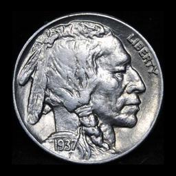 1937-p Buffalo Nickel 5c Grades Choice AU