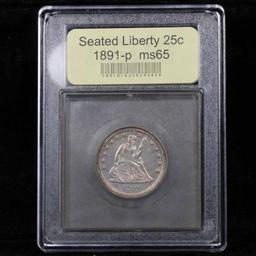 ***Auction Highlight*** 1891-p Seated Liberty Quarter 25c Graded GEM Unc by USCG (fc)