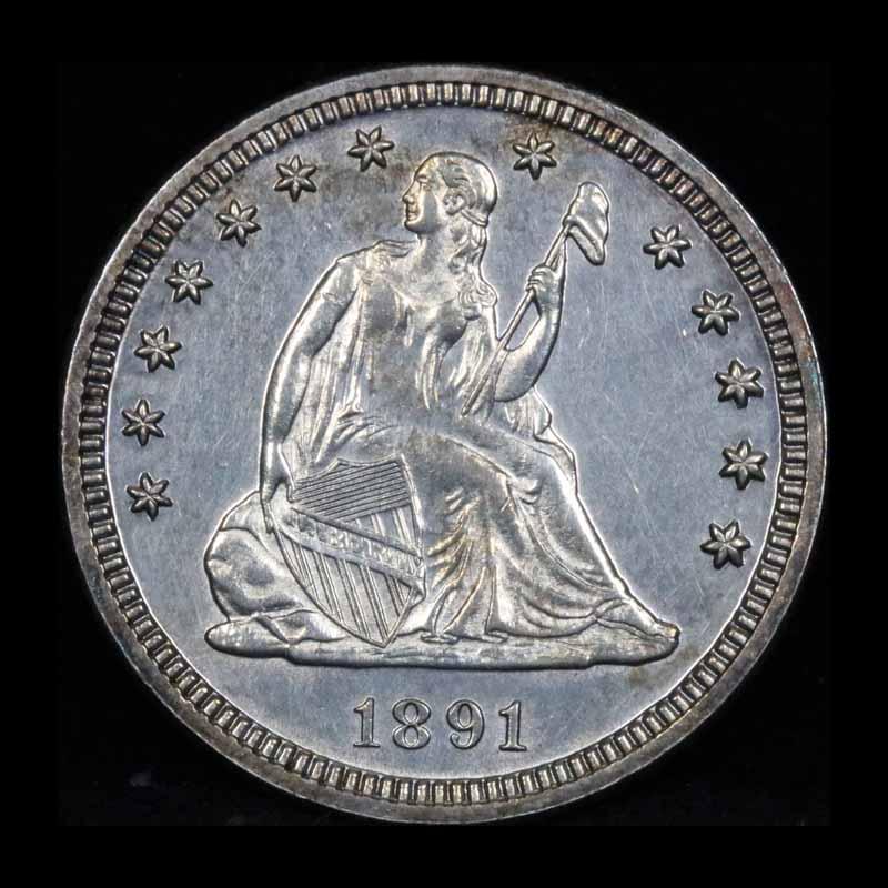 ***Auction Highlight*** 1891-p Seated Liberty Quarter 25c Graded GEM Unc by USCG (fc)