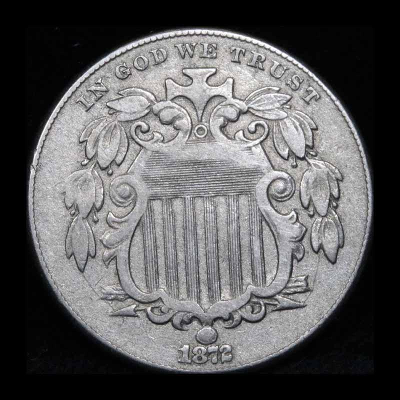 1872 Shield Nickel 5c Grades xf