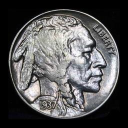 1937-p Buffalo Nickel 5c Grades Choice AU/BU Slider