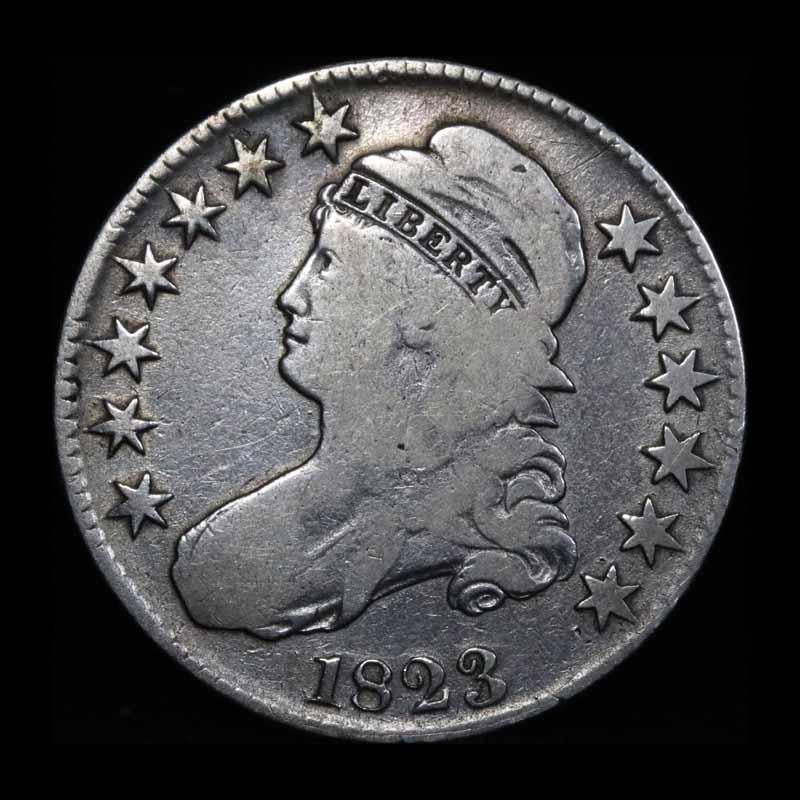 1823 Capped Bust Half Dollar 50c Grades f+