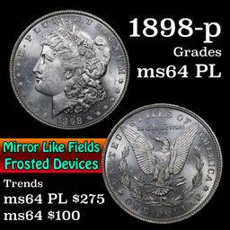 1898-p Morgan Dollar $1 Grades Choice Unc PL (fc)