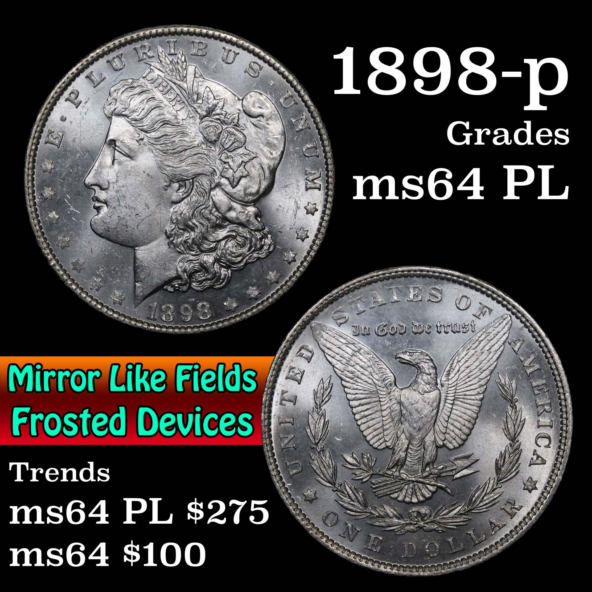 1898-p Morgan Dollar $1 Grades Choice Unc PL (fc)