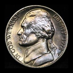 1972-d colorful toning Jefferson Nickel 5c Grades GEM Unc