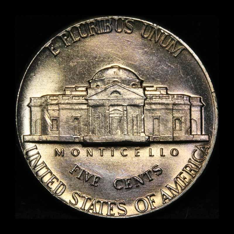 1972-d colorful toning Jefferson Nickel 5c Grades GEM Unc