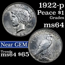 1922-p Peace Dollar $1 Grades Choice Unc