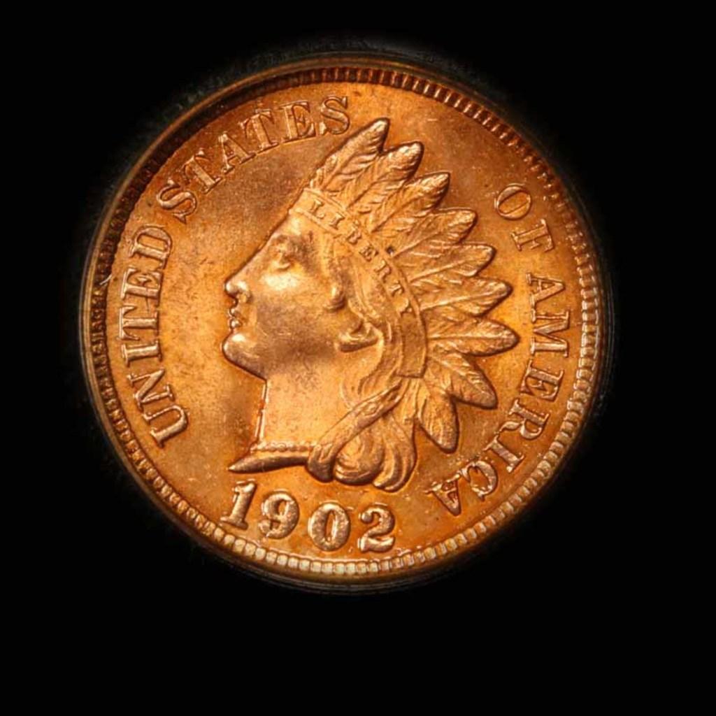 ***Auction Highlight*** 1902 Indian Cent 1c Graded Gem+ Unc RD by USCG (fc)