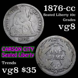 1876-cc Seated Liberty Dime 10c Grades vg, very good