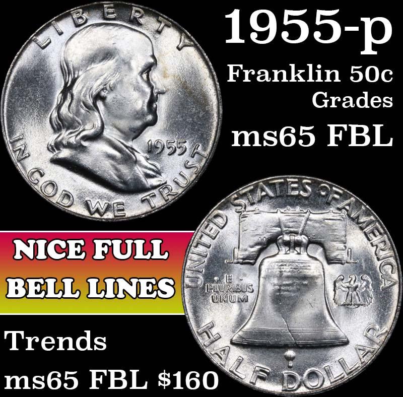 1955-p Franklin Half Dollar 50c Grades GEM FBL