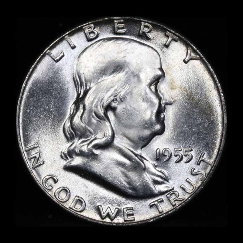 1955-p Franklin Half Dollar 50c Grades GEM FBL