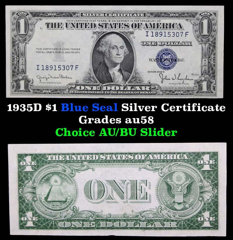 1935D $1 Blue Seal Silver Certificate Grades Choice AU/BU Slider