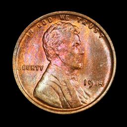 ***Auction Highlight*** 1914-p Beautiful Toning Lincoln Cent 1c Graded GEM+ Unc RD by USCG (fc)