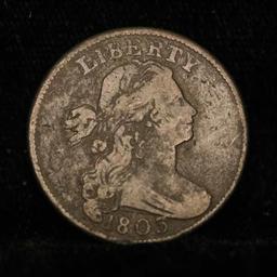 ***Auction Highlight*** 1803 Sm date, Lg fraction Draped Bust Large Cent 1c Graded vf++ by USCG (fc)