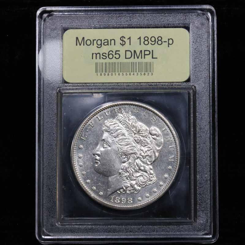 ***Auction Highlight*** 1898-p Morgan Dollar $1 Graded GEM Unc DMPL by USCG (fc)