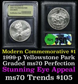 1999-p Yellowstone Modern Commem Dollar $1 Graded ms70, Perfection by USCG