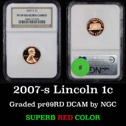 NGC 2007-s Lincoln Cent 1c Graded pr69RD DCAM by NGC