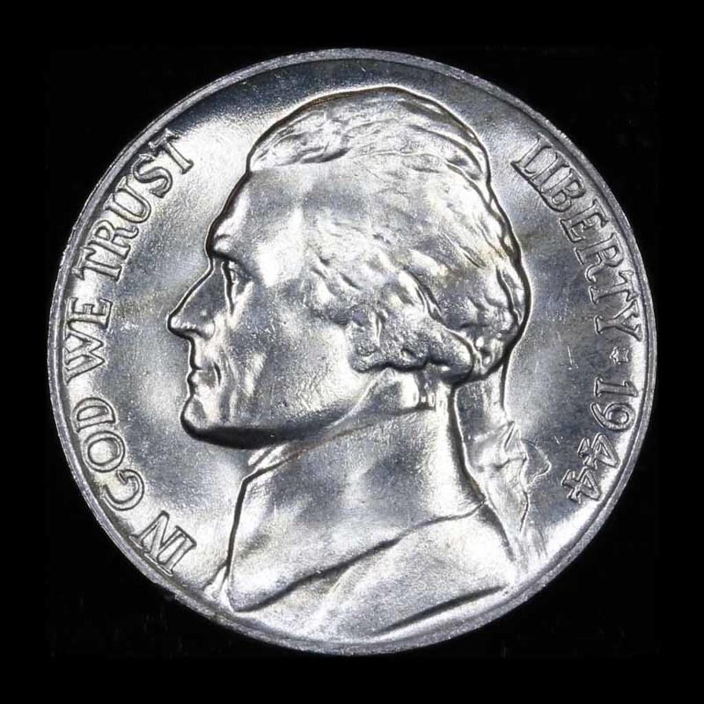 1944-p Jefferson Nickel 5c Grades GEM Unc