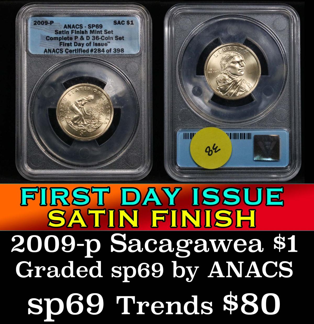 ANACS 2009-p Sacagawea Dollar 1 Graded sp69 by ANACS