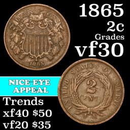 1865 Two Cent Piece 2c Grades vf++