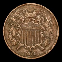 1865 Two Cent Piece 2c Grades vf++