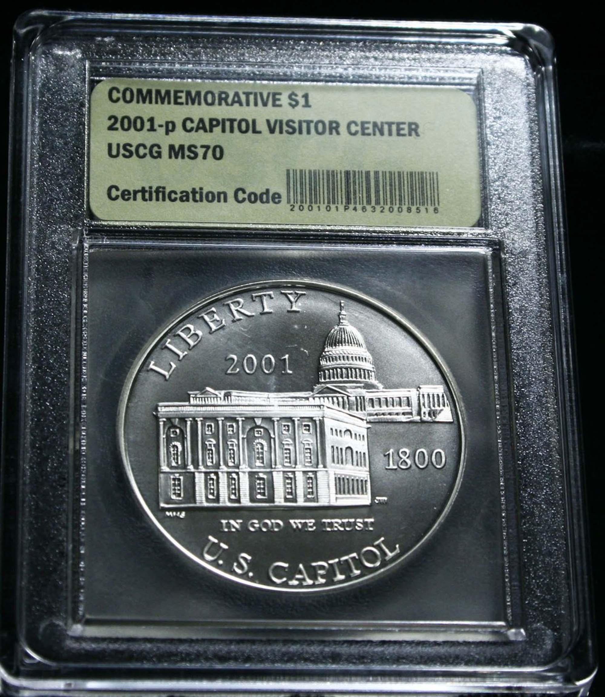 2001-p Capitol Modern Commem Dollar $1 Graded ms70, Perfection by USCG