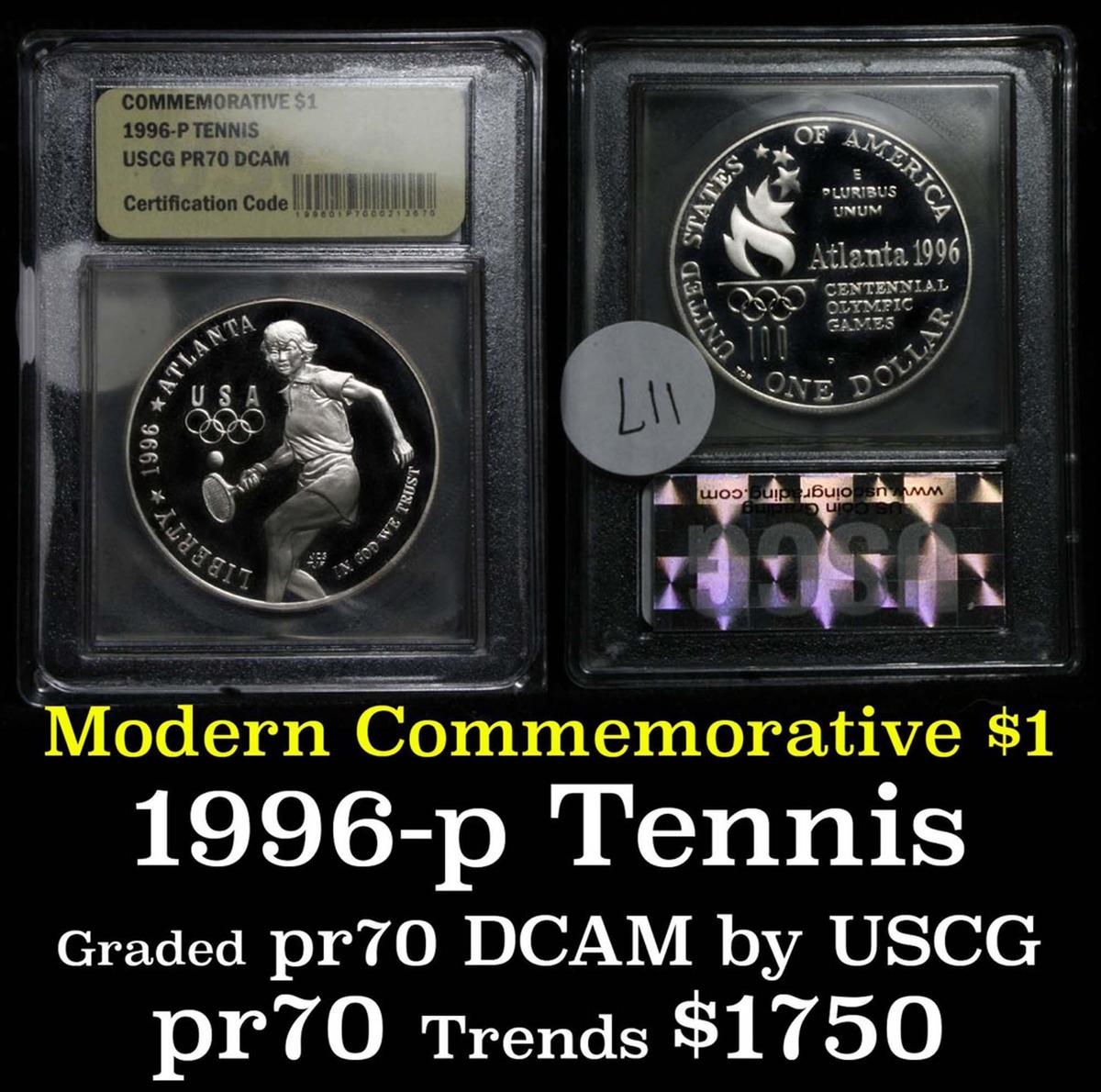 1996-P Olympics Tennis Modern Commem Dollar $1 Graded GEM++ Proof Deep Cameo by USCG