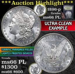 ***Auction Highlight*** 1896-p Morgan Dollar $1 Graded GEM+ UNC PL By USCG (fc)