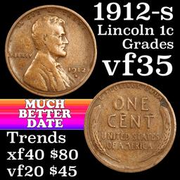 1912-s Lincoln Cent 1c Grades vf++