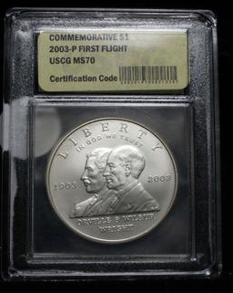 2003-p First Flight Modern Commem Dollar $1 Graded ms70, Perfection by USCG