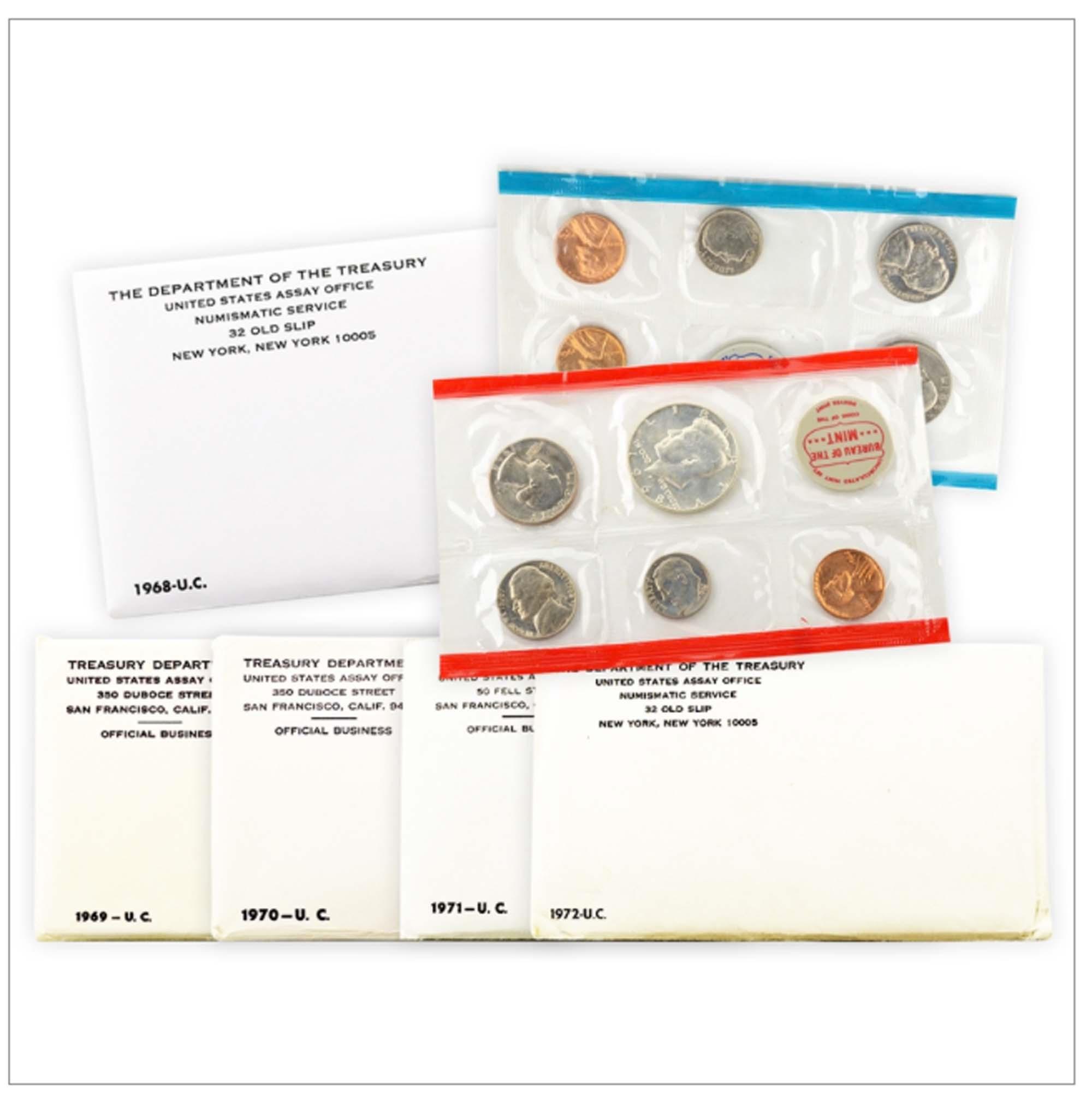 Run of 1968-1972 Mint Sets with OGP Mint Set