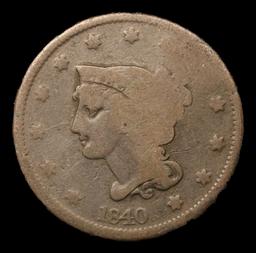 1840 Large Date Braided Hair Large Cent 1c Grades f details
