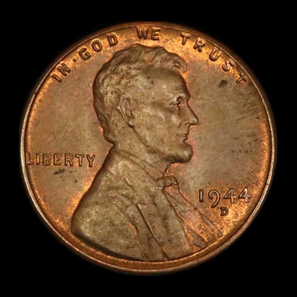 1944-d Lincoln Cent 1c Grades Choice Unc RB