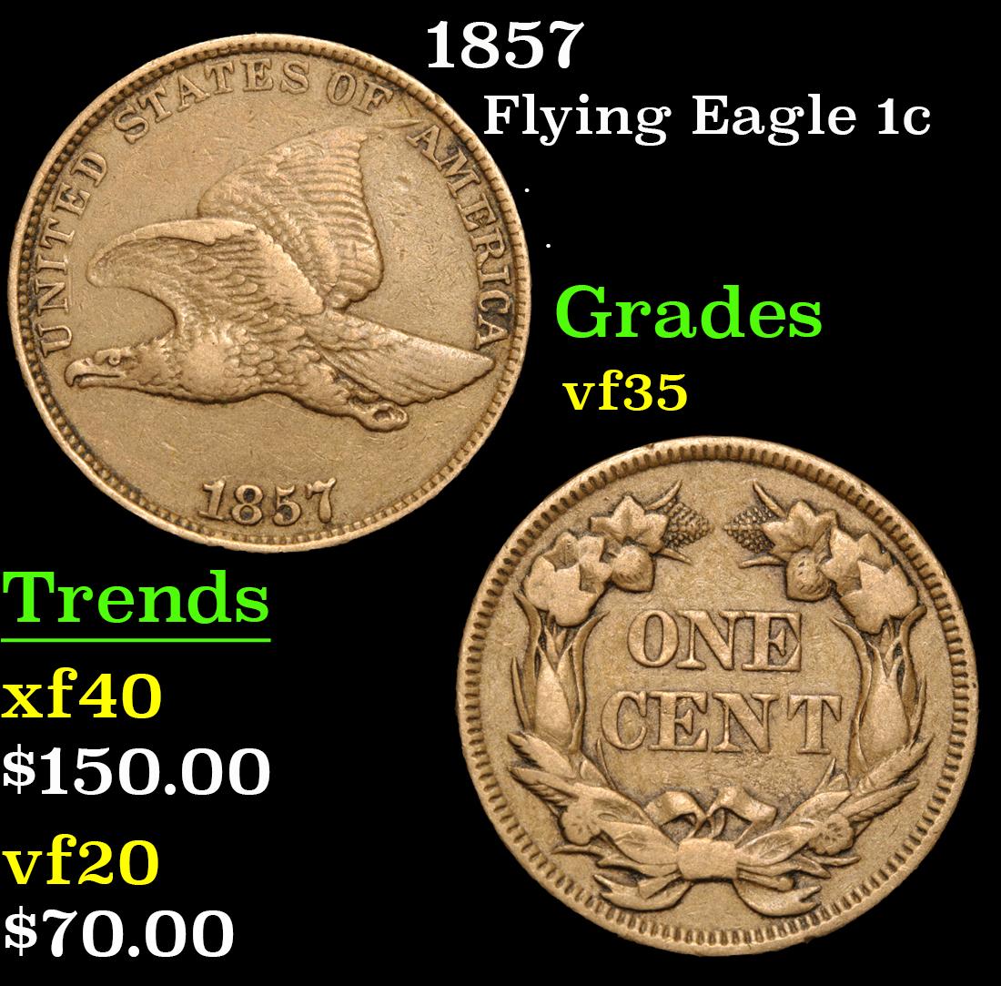 1857 . . Flying Eagle Cent 1c Grades vf++