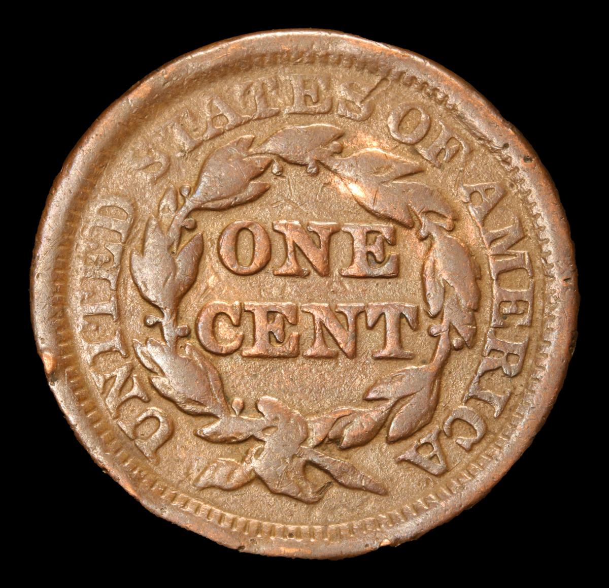 1851 . . Braided Hair Large Cent 1c Grades vf details