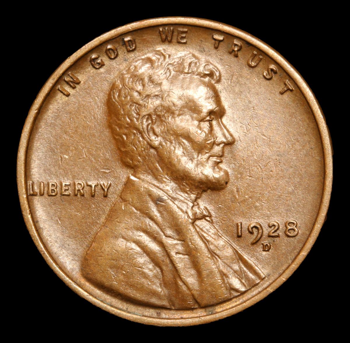 1928-d Pleasing Chocolate Brown Color . Lincoln Cent 1c Grades Choice AU/BU Slider