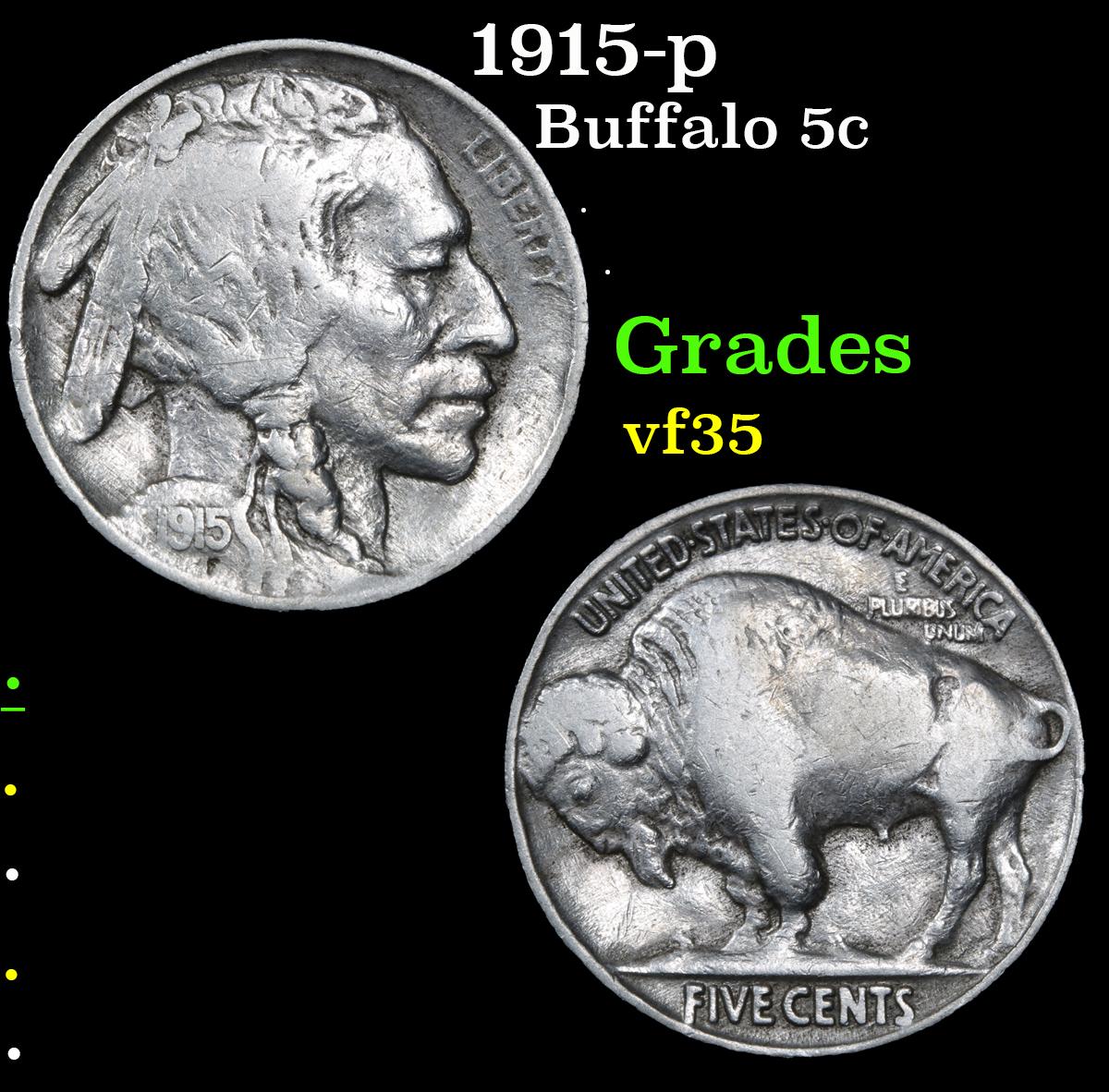 1915-p . . Buffalo Nickel 5c Grades vf++