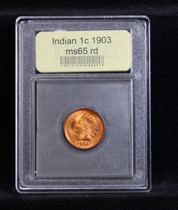 ***Auction Highlight*** 1903 Deep Rich Red Color Nice Toning On Rev Indian Cent 1c Graded GEM Unc RD