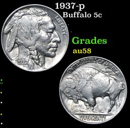 1937-p . . Buffalo Nickel 5c Grades Choice AU/BU Slider