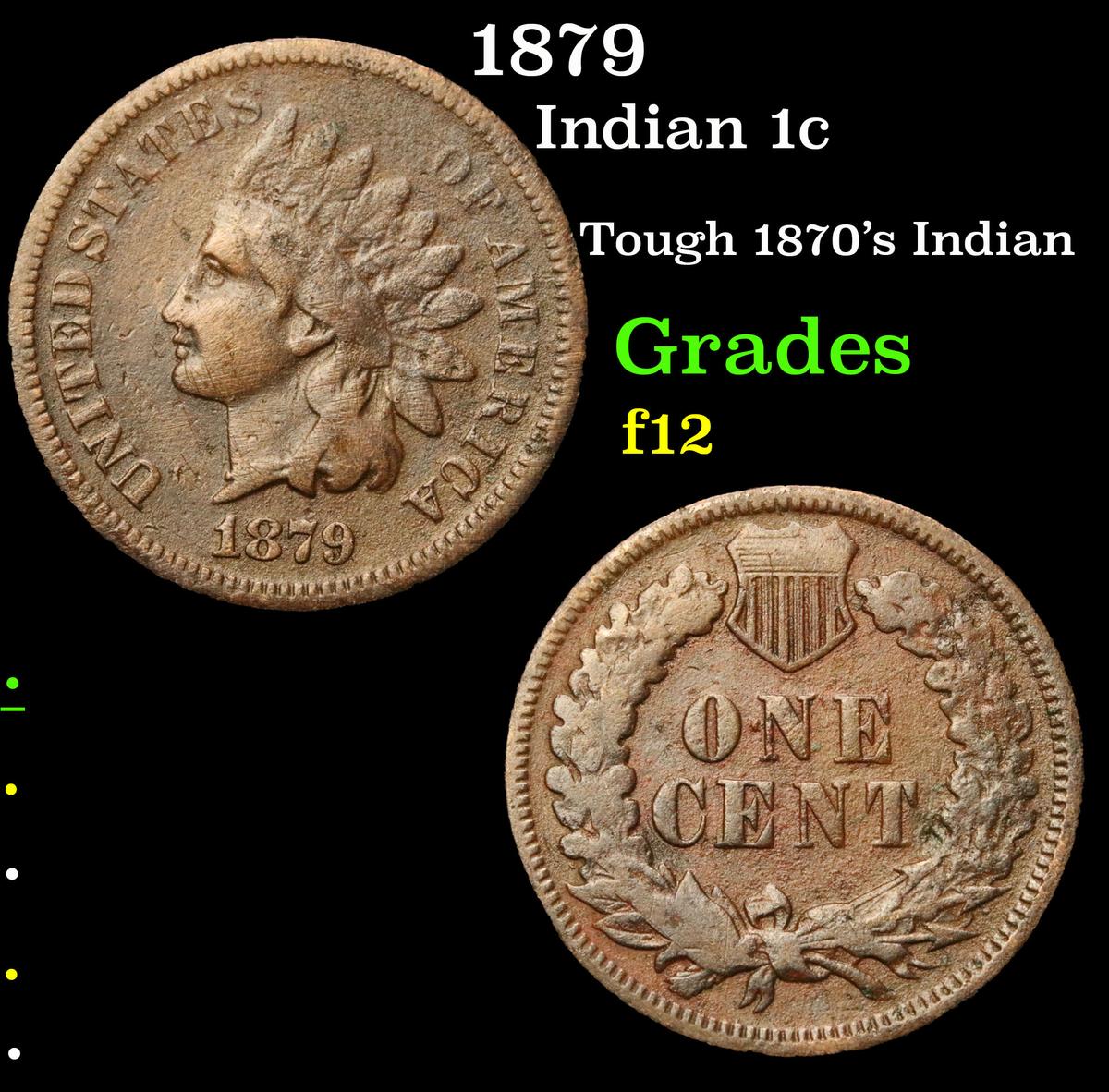 1879 Indian Cent 1c Grades f, fine