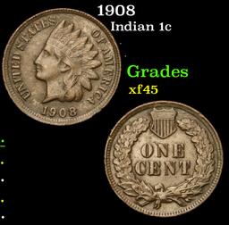 1908 Indian Cent 1c Grades xf+